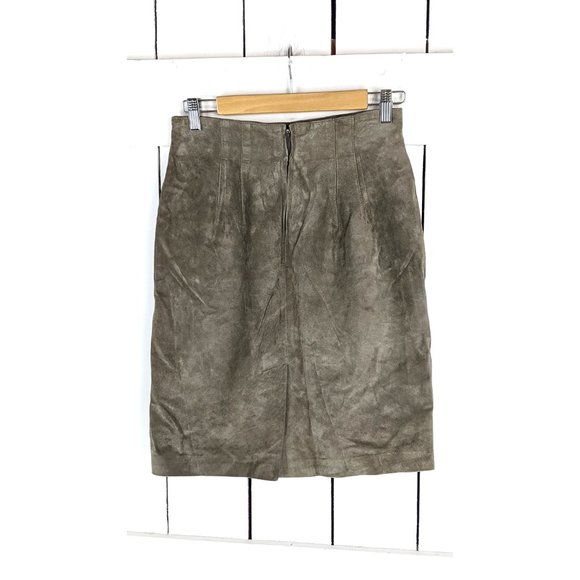 Vintage Evan Davies suede leather knee high pencil skirt 8 - Picture 2 of 5